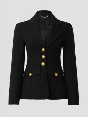 NWOT A.L.C. Amelia Black Structured Blazer with Gold Buttons Size 12